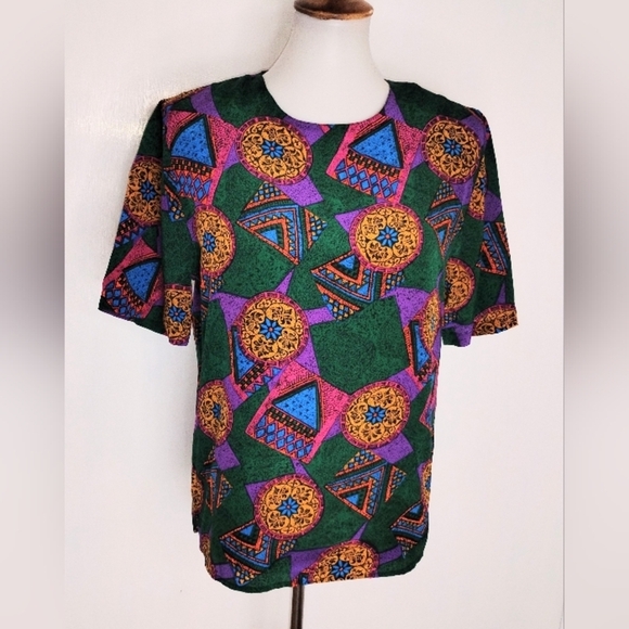 VINTAGE COLOR RICH SILK BLOUSE - Picture 7 of 9